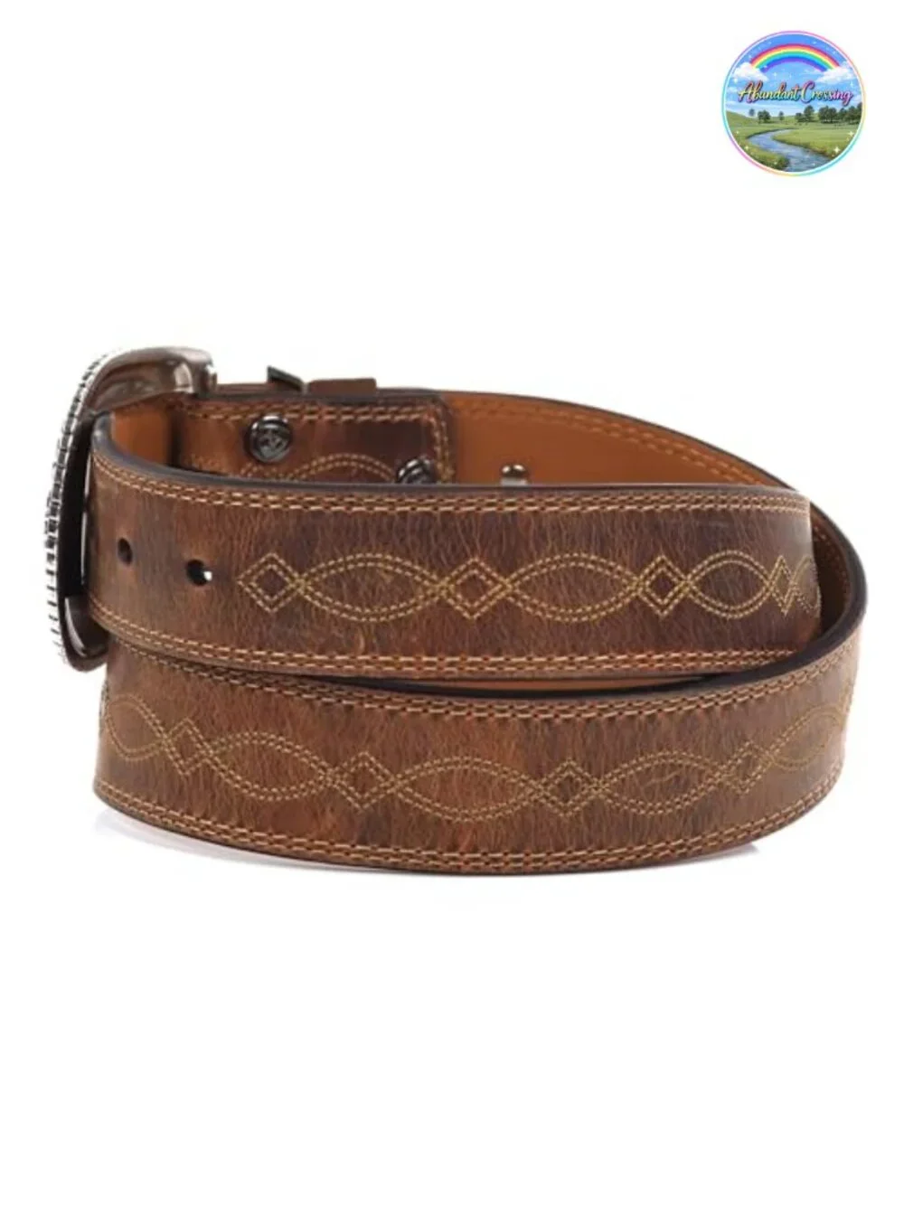 Women's Leather Tapered Belt with Removable Antiqued Silver Buckle